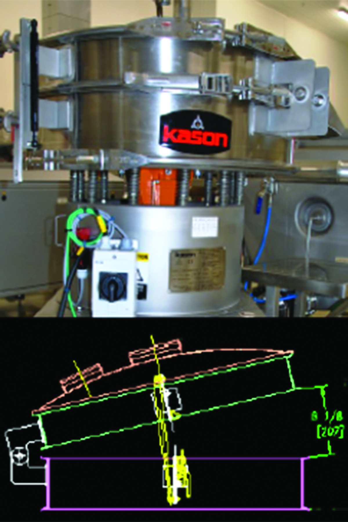 The screener's clamshell design allows full access to the interior for cleaning and inspection.